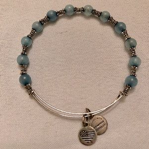Alex and Ani Blue & Silver Beaded Bangle Bracelet
